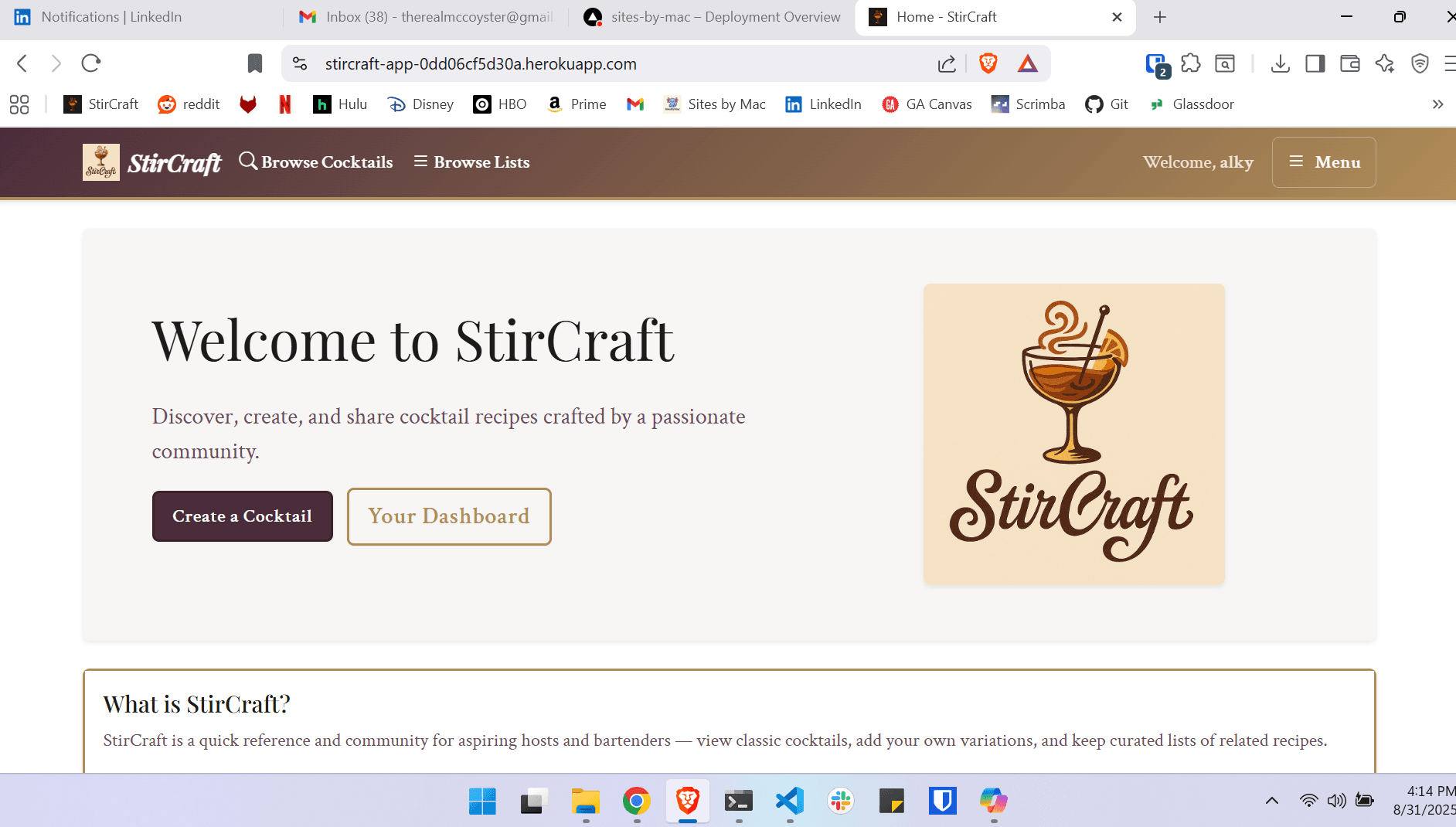 StirCraft: Mixology Discovery Application screenshot